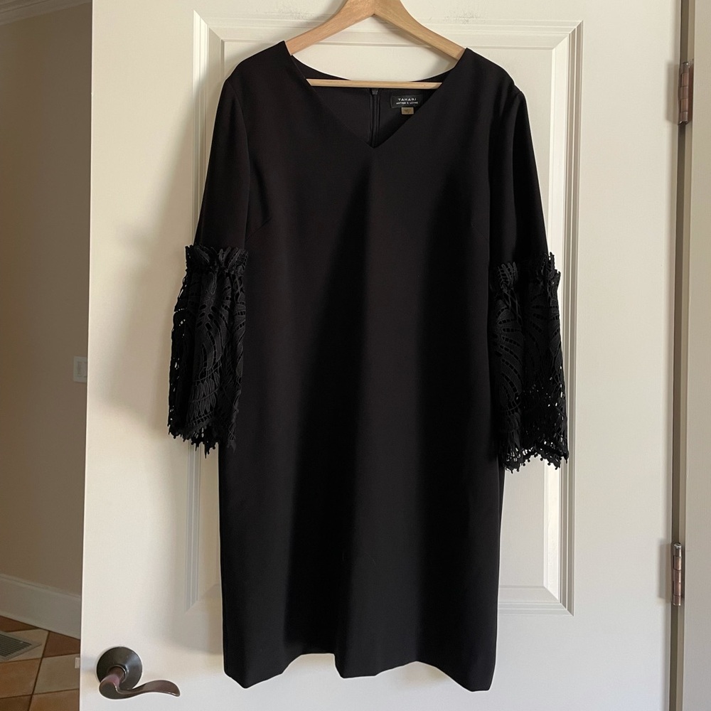 Tahari ASL Dress with Lace Sleeve Detail
